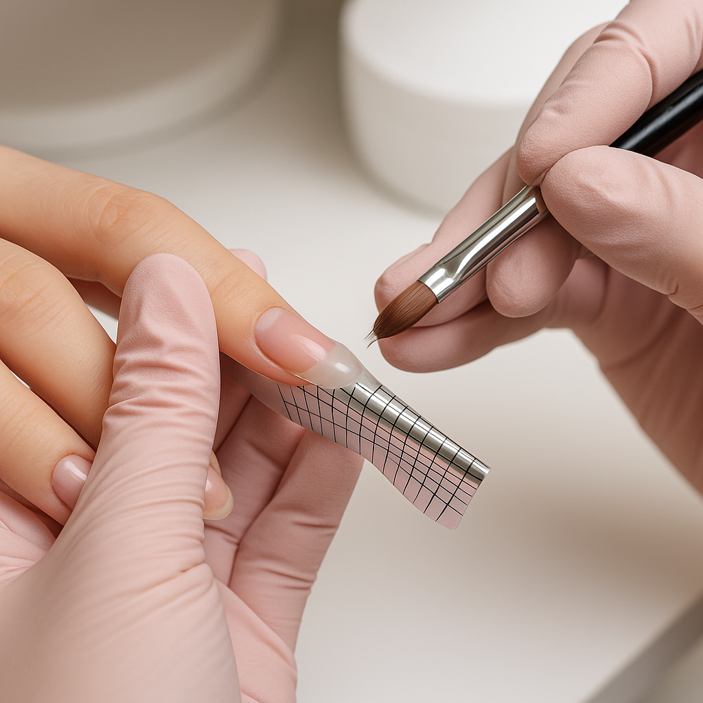 Allieva durante il corso di ricostruzione unghie in gel base e avanzato - DeNails Academy